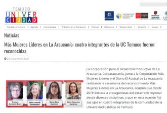 Más Mujeres Líderes en La Araucanía: cuatro integrantes de la UC Temuco fueron reconocidas