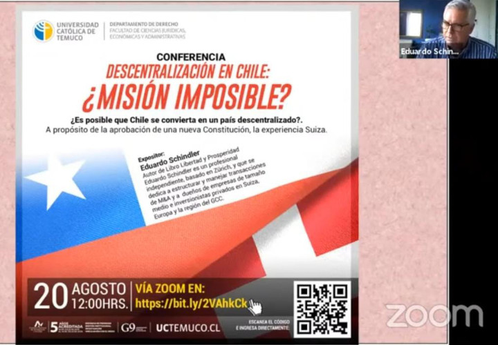 Economista en Suiza instruyó sobre cómo funciona un país descentralizado y cómo lograrlo en Chile