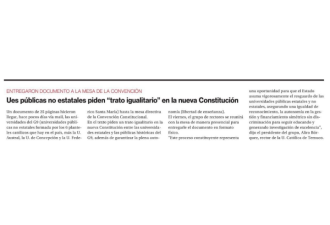 Universidades del G9 entregan documento a mesa directiva de la Convención Constitucional