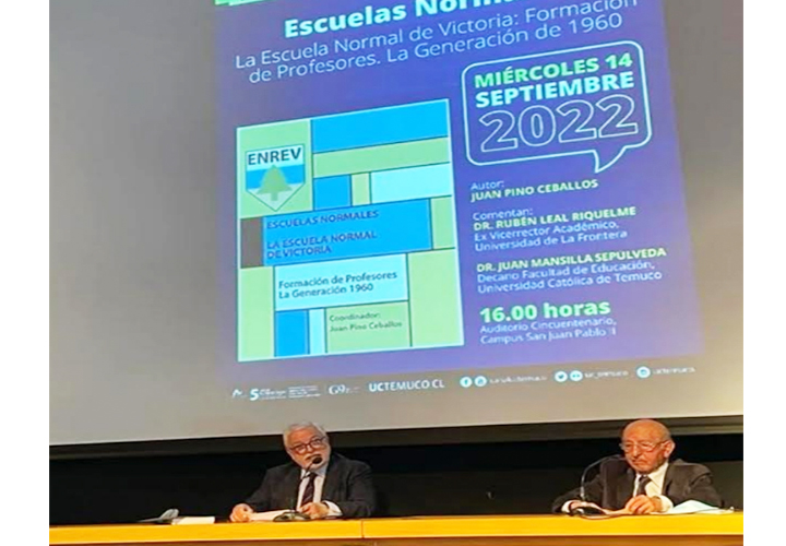 Ex - Académico de la UCT, Dr. Juan Pino Ceballos presentó libro sobre Escuelas Normalistas