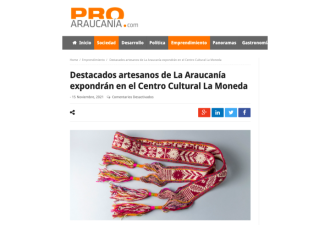 Destacados artesanos de La Araucanía expondrán en el Centro Cultural La Moneda
