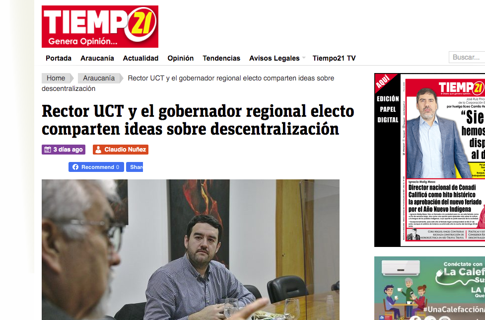 Titular: Rector UCT y el gobernador regional electo comparten ideas ...
