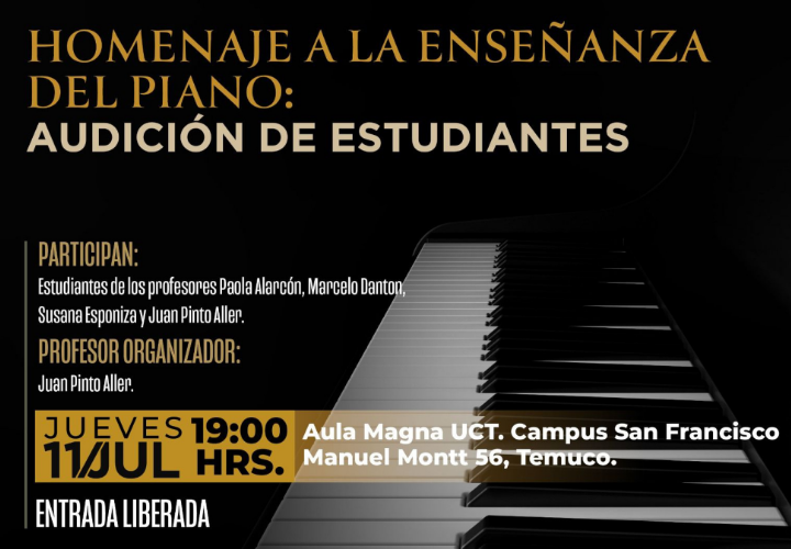 Homenaje a la enseñanza del piano, gratis este jueves 11 en el Aula Magna UCT