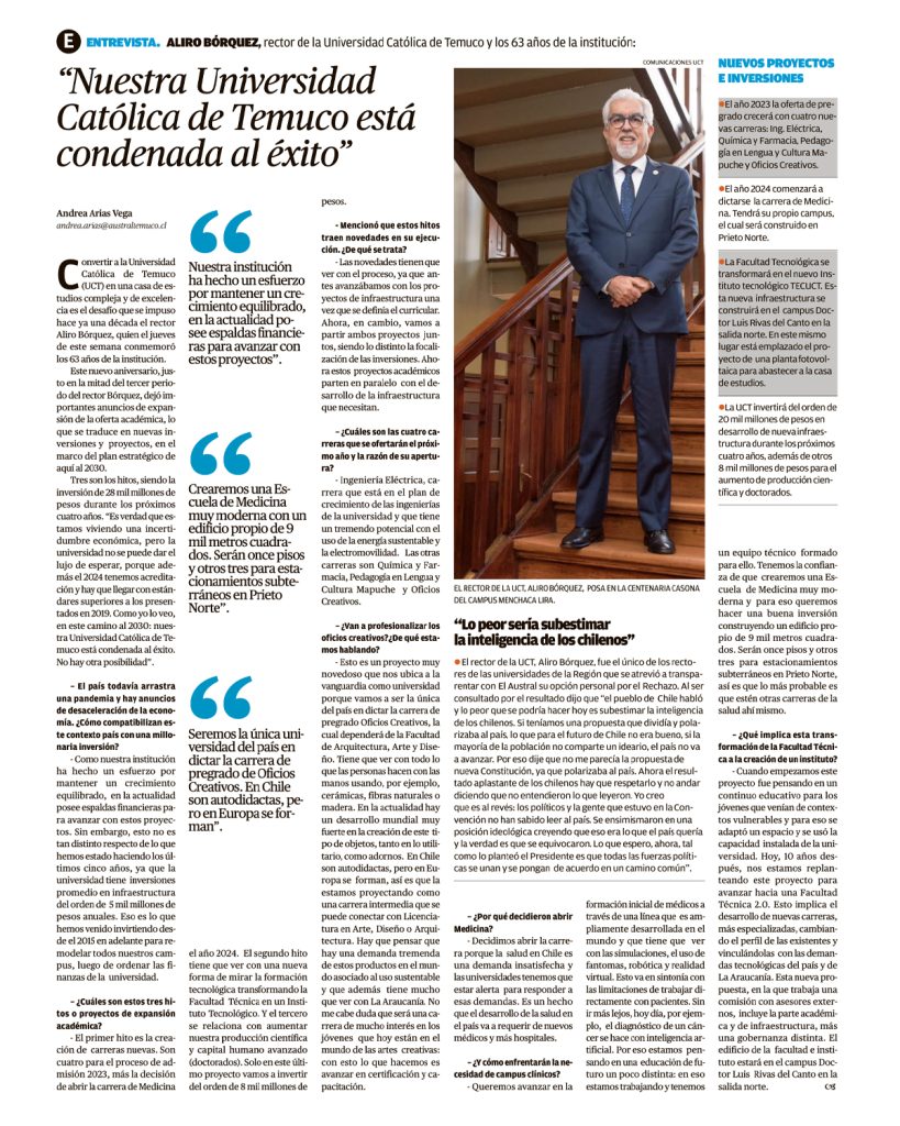 Te dejamos una imagen del diario con la entrevista en profundidad al ...