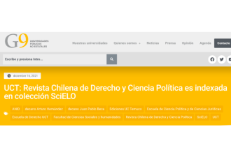 UCT: Revista Chilena de Derecho y Ciencia Política es indexada en colección SciELO