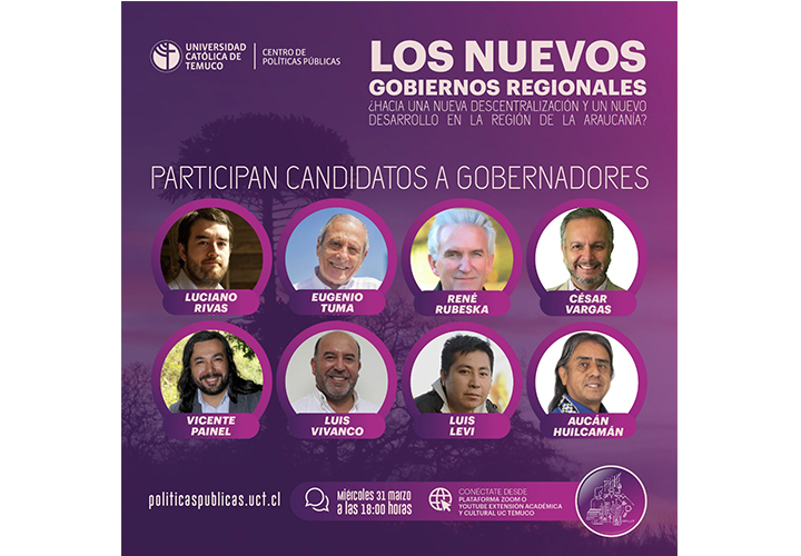 Centro de Políticas  Públicas de la UCT organiza diálogo con candidatos a Gobernadores Regionales en La Araucanía