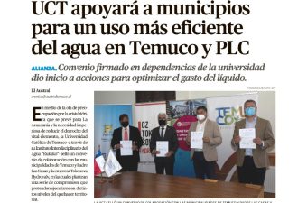 UCT apoyará a municipios para un uso más eficiente del agua en Temuco y PLC