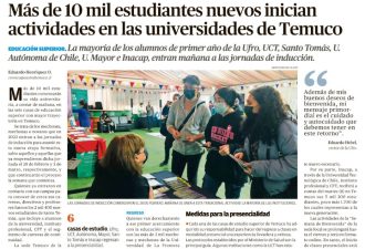 Más de 10 mil estudiantes nuevos inician actividades en las universidades de Temuco