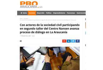 Con actores de la sociedad civil participando en segundo taller del Centro Nansen avanza proceso de diálogo en La Araucanía